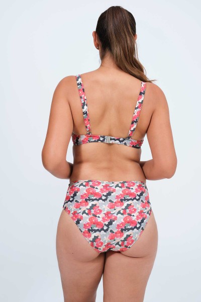 Bikini mujer con aro braga alta flores