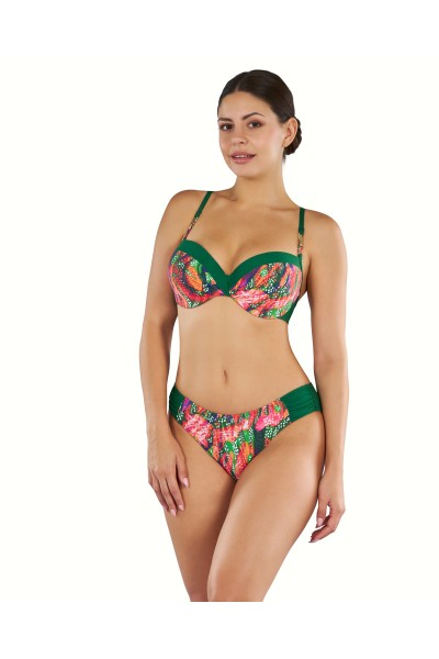 Bikini mujer Copa D verde flores Teleno