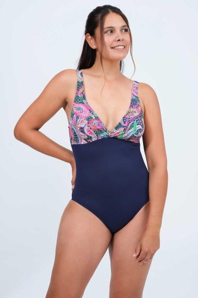 Bañador reductor mujer azul marino