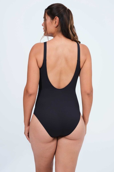 Bañador reductor mujer negro franja blanca