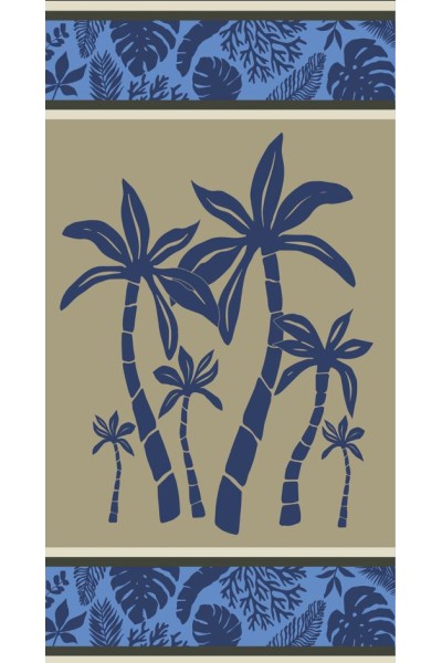 Toalla palmeras beig y azul 90x170cm