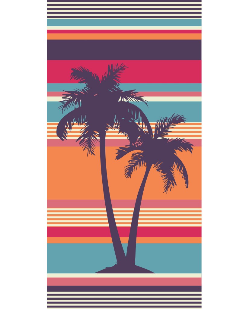 Toalla a franjas colores con palmeras
