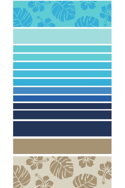Toalla franjas colores azules con hojas