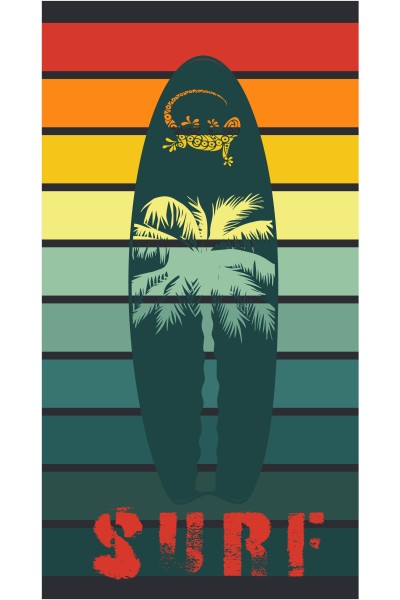 Toalla franjas colores tabla surf 90x170cm