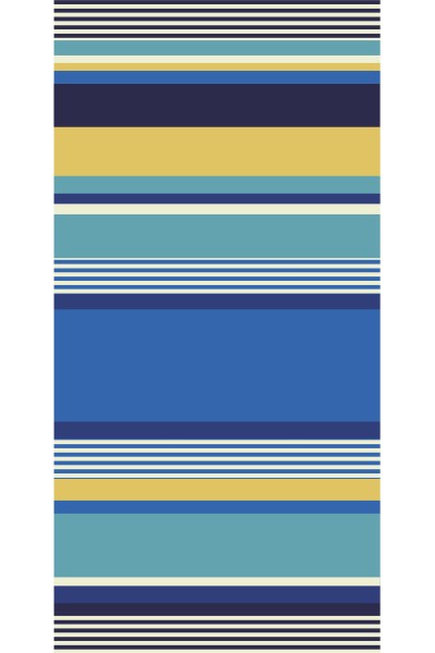 Toalla azul a rayas con tonos amarillos 90x170cm