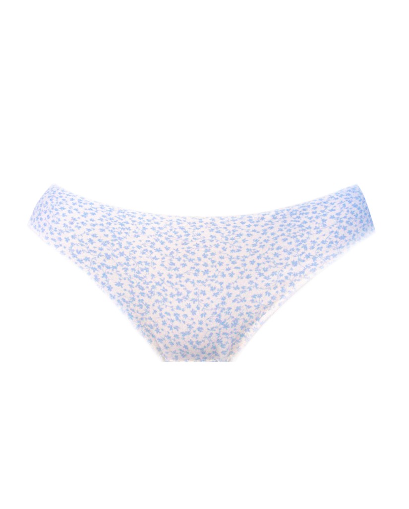 Braga mini mujer crudo "FLORES AZULES"