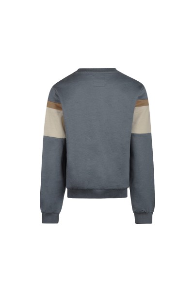 O56175-1GRA Sudadera niño azul 'No way Monday'