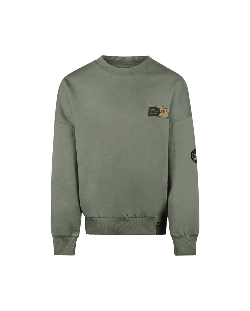 O56150-1GRA Sudadera verde infantil Montañas