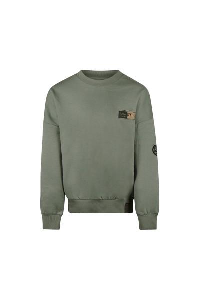 O56150-1GRA Sudadera verde infantil Montañas