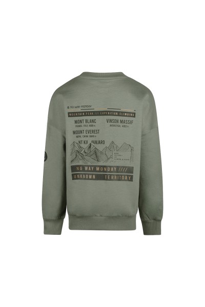 O56150-1GRA Sudadera verde infantil Montañas