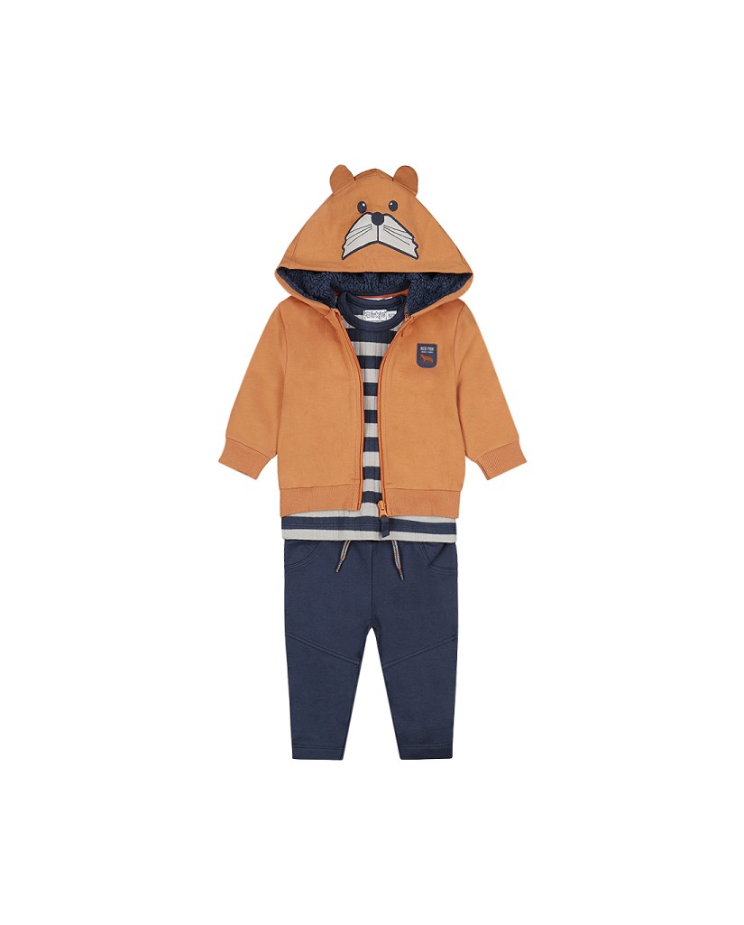 O56711-31GRA Conjunto 3 piezas Bebe niño Osito