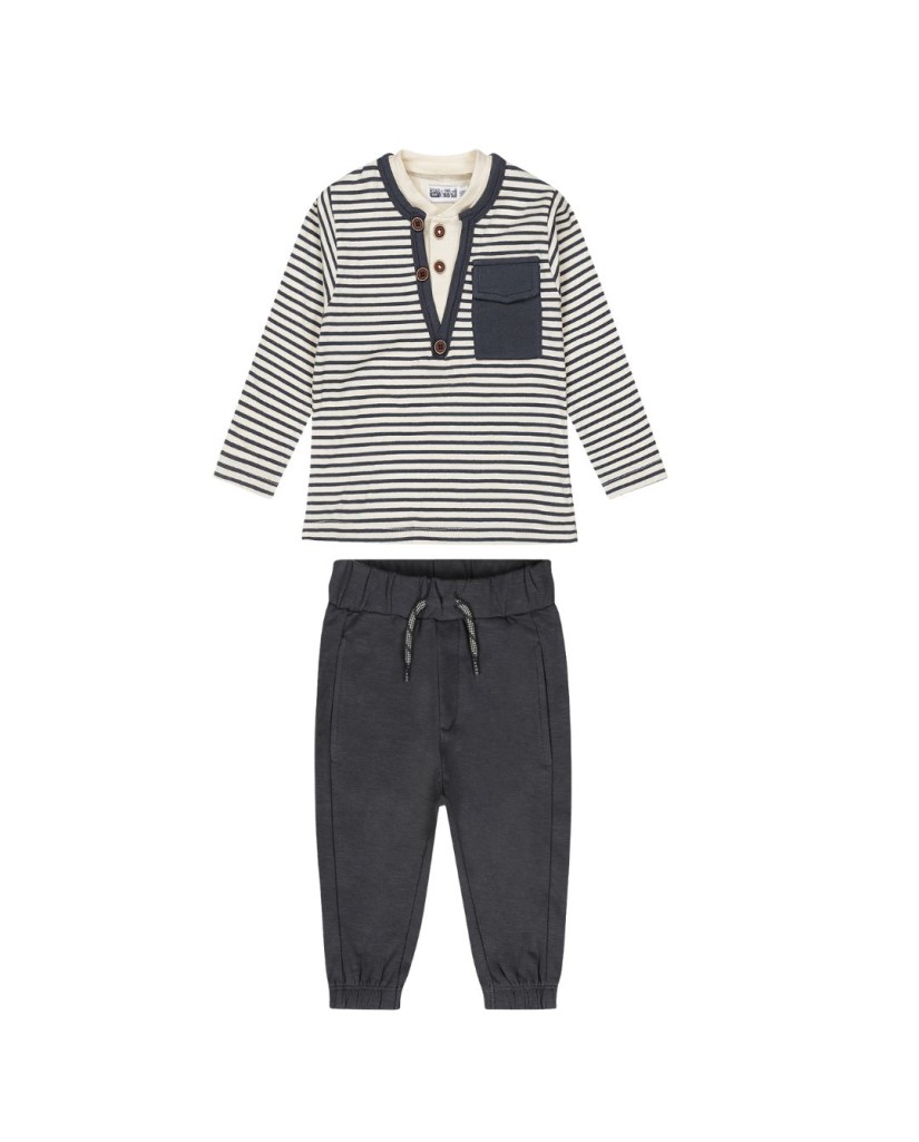 O56608613-35GRA Conjunto 2 piezas Bebe niño rayas
