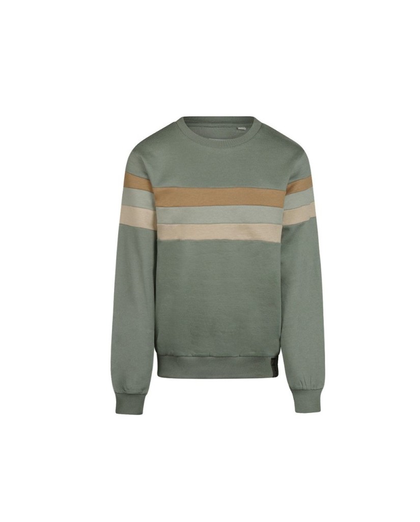 O56158-1GRA Sudadera niño verde rayas