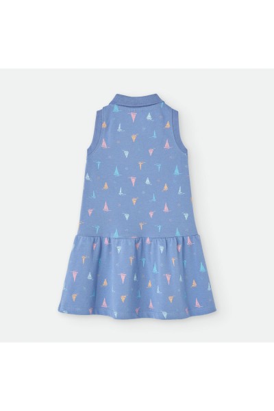174-10 VESTIDO INFANTIL PIQUE AZUL VELEROS