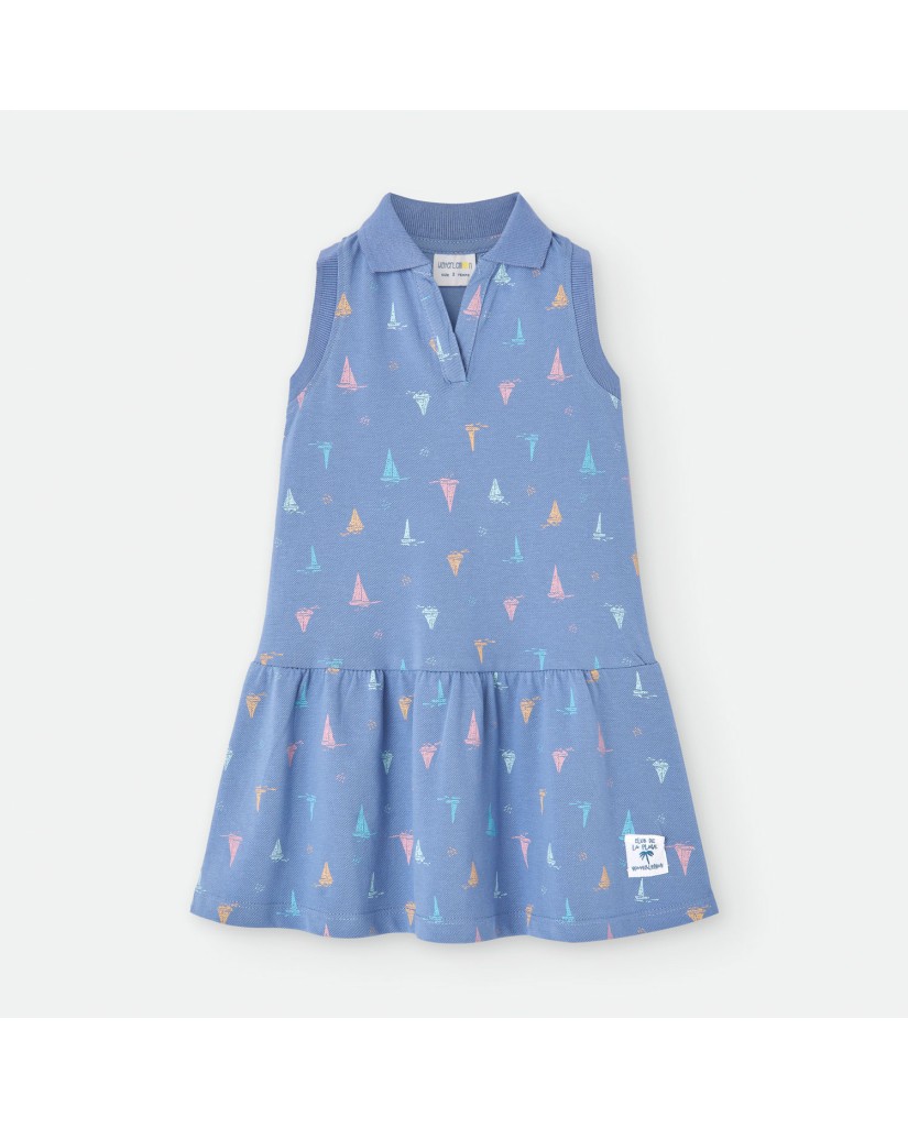 174-10 VESTIDO INFANTIL PIQUE AZUL VELEROS