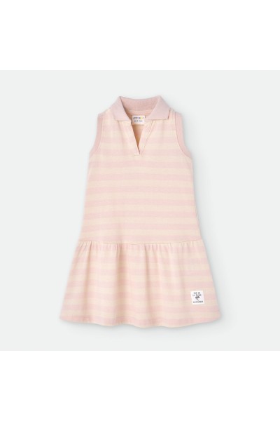 174-17 Vestido infantil piqué rayas salmón