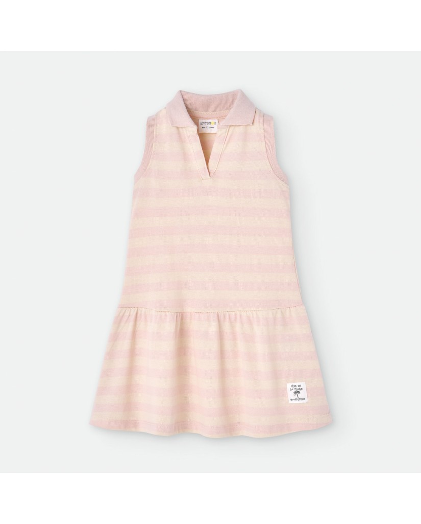 174-17 Vestido infantil piqué rayas salmón