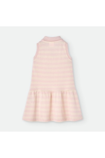 174-17 Vestido infantil piqué rayas salmón