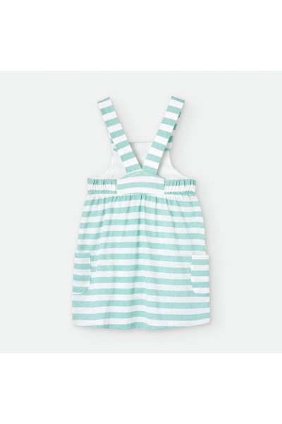 176-04 VESTIDO INFANTIL NIÑA RAYAS AGUAMARINA