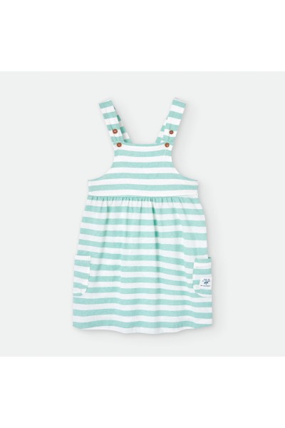 176-04 VESTIDO INFANTIL NIÑA RAYAS AGUAMARINA