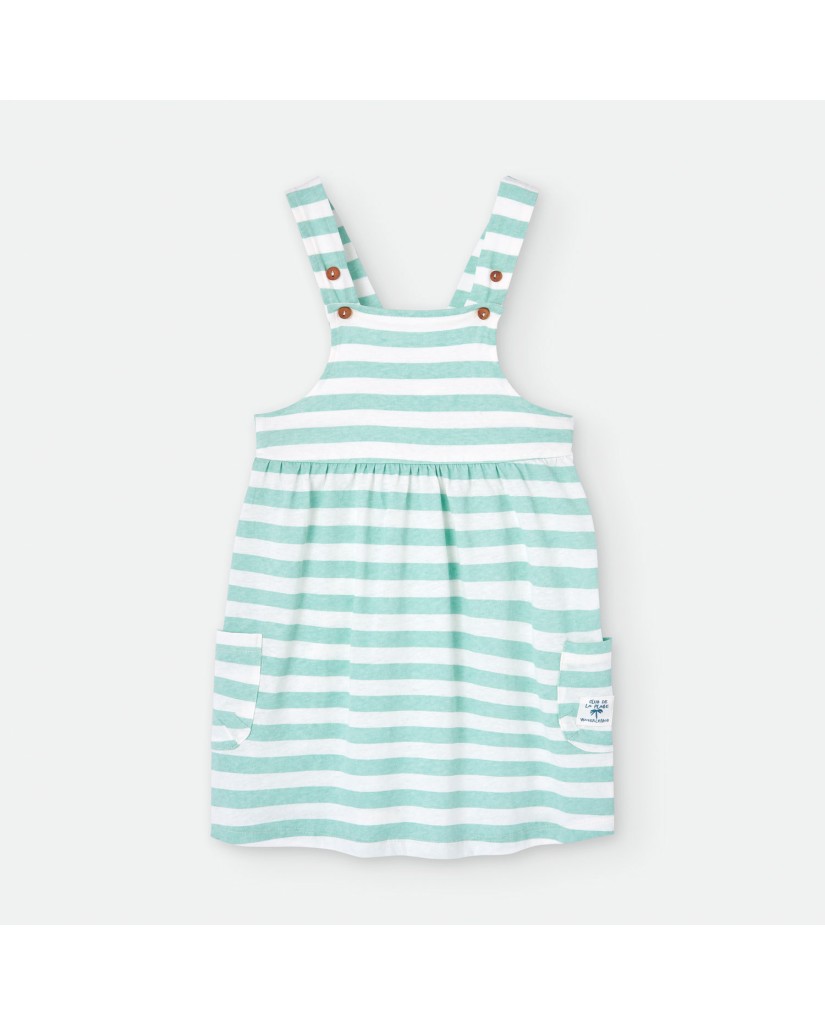 176-04 VESTIDO INFANTIL NIÑA RAYAS AGUAMARINA