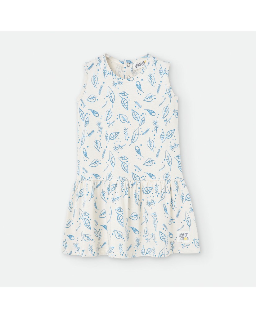 581-07 Vestido infantil hojas blanco