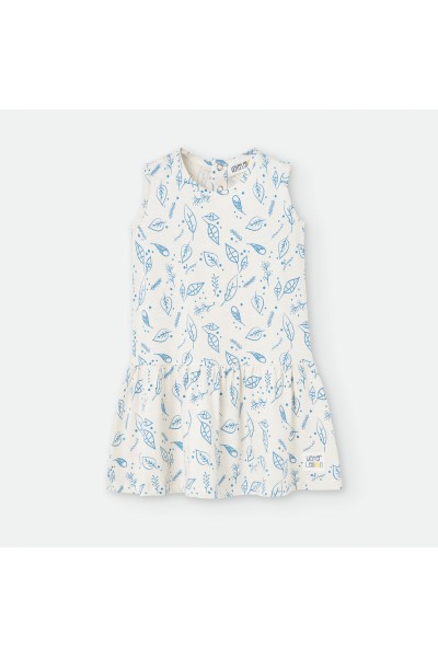 581-07 Vestido infantil hojas blanco