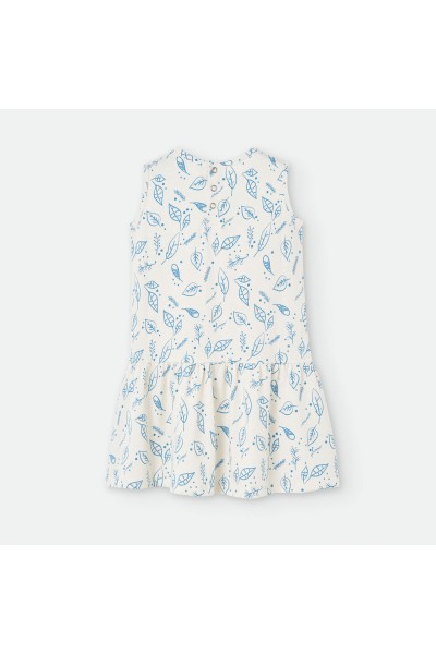 581-07 Vestido infantil hojas blanco