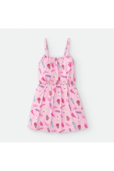 740-07 Vestido playero niña rosa helados