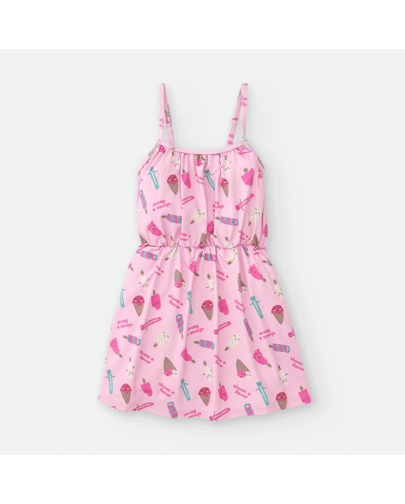 740-07 Vestido playero niña rosa helados
