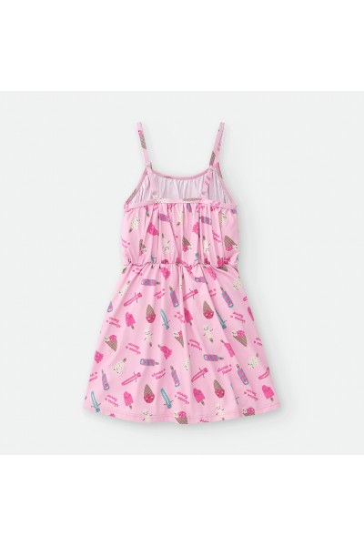 740-07 Vestido playero niña rosa helados