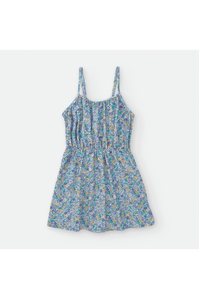740-11 Vestido playero niña estampado azul