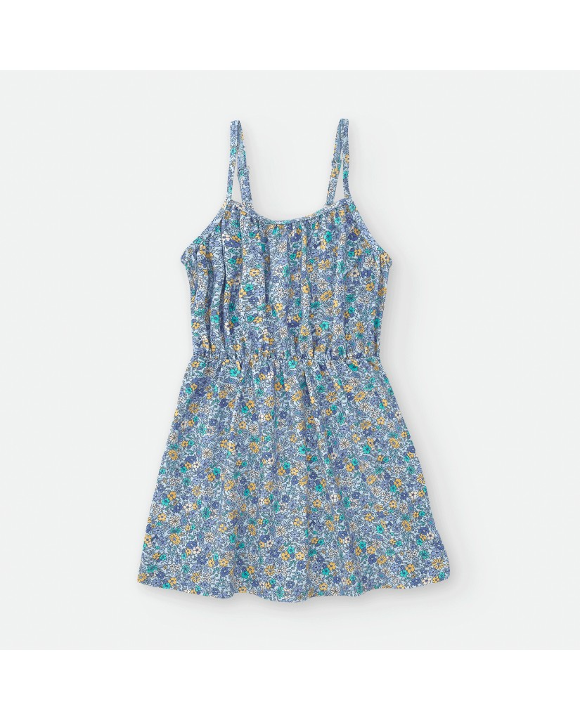 740-11 Vestido playero niña estampado azul