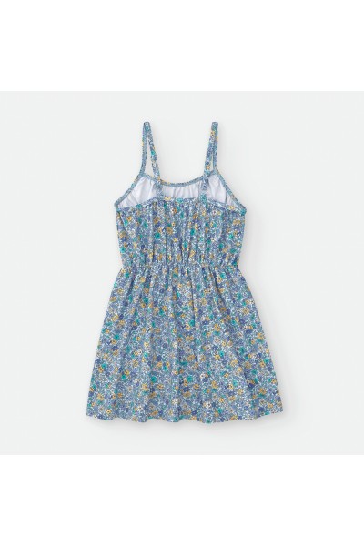 740-11 Vestido playero niña estampado azul