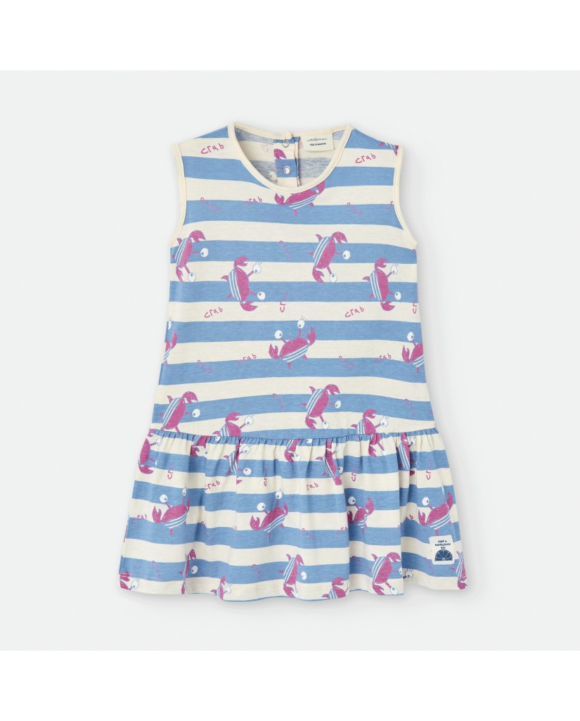 780-03 Vestido infantil a rayas cangrejos