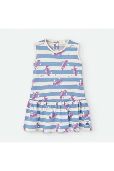 780-03 Vestido infantil a rayas cangrejos