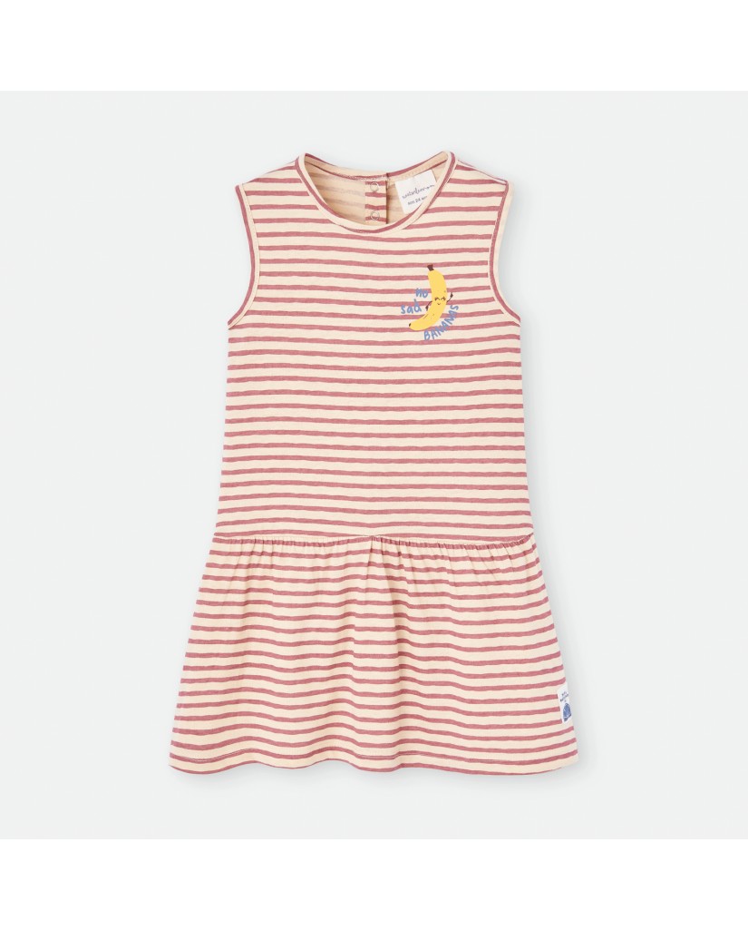 780-04 Vestido infantil a rayas plátano Waterlemon