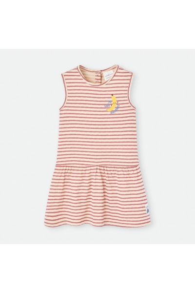780-04 Vestido infantil a rayas plátano Waterlemon