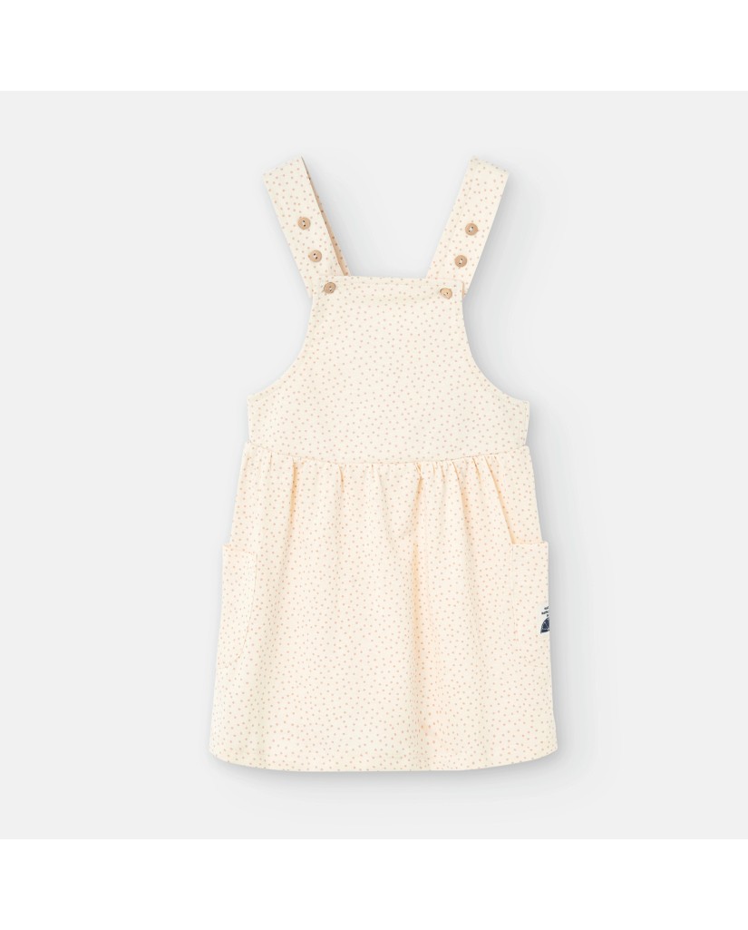 781-01 Vestido infantil beig puntitos