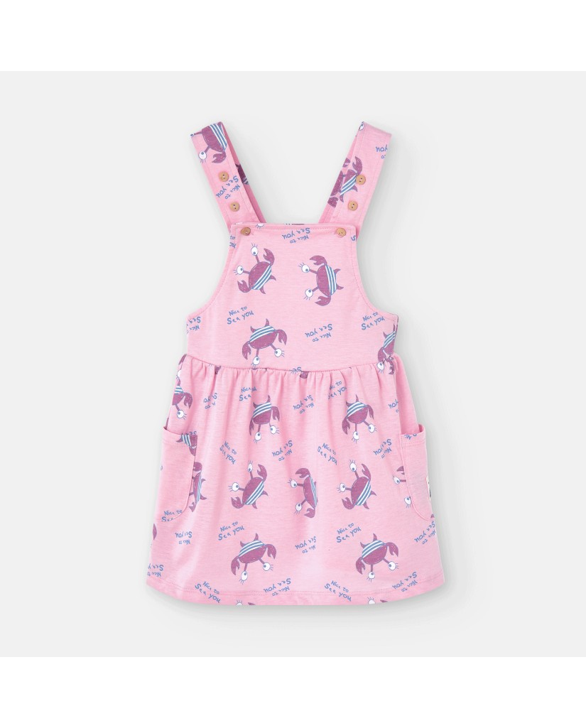 781-03 Vestido infantil rosa cangrejos