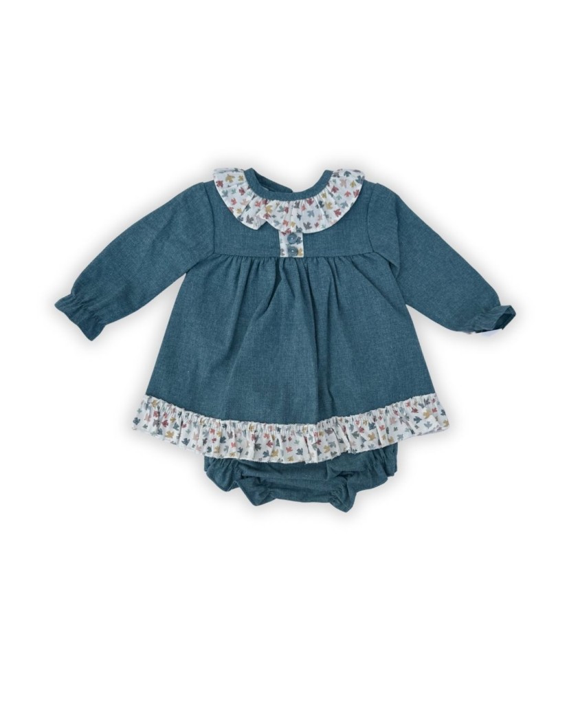 24444 Vestido con braguita azul pajaritos