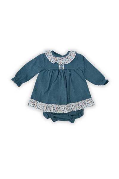 24444 Vestido con braguita azul pajaritos
