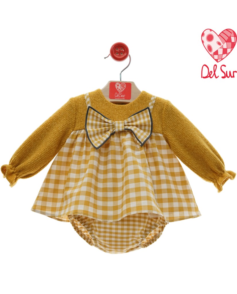 2078INV-24 Vestido con braguita mostaza vichy"Familia CHACHACHÁ"