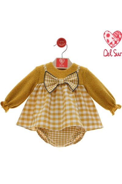 2078INV-24 Vestido con braguita mostaza vichy"Familia CHACHACHÁ"
