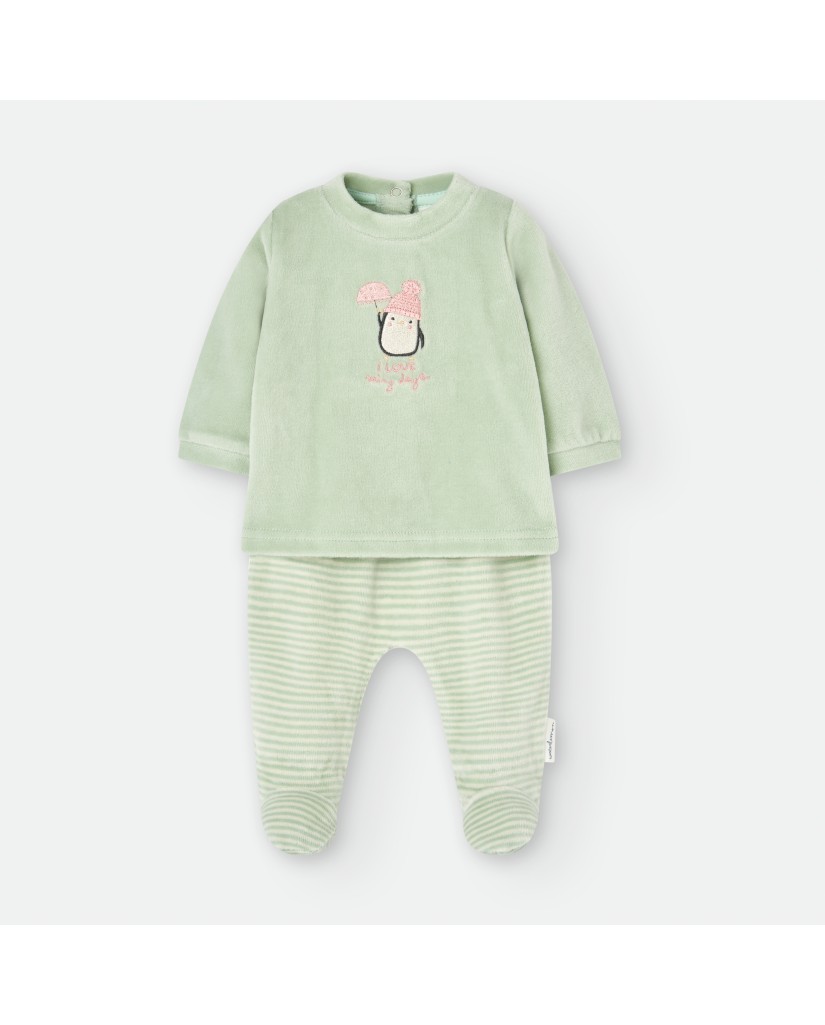 6005 PIJAMA 2 PIEZAS BEBE PINGÜINO VERDE