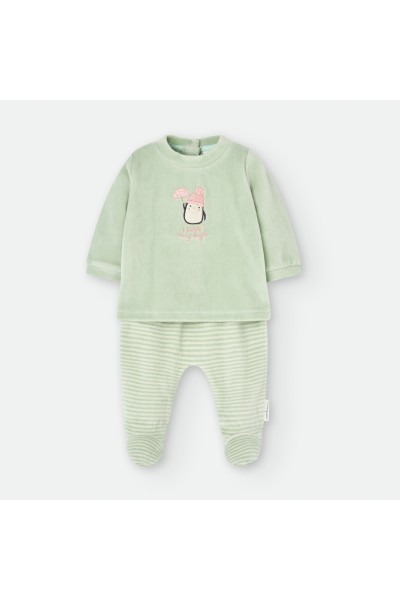 6005 PIJAMA 2 PIEZAS BEBE PINGÜINO VERDE