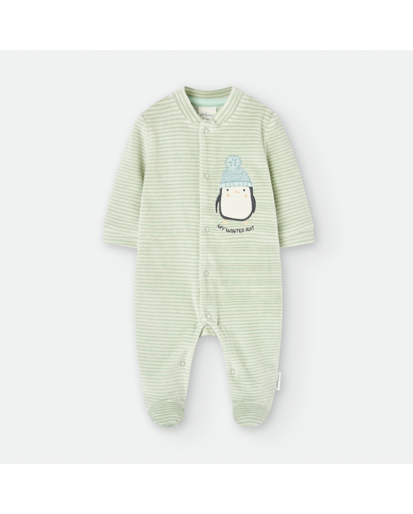 6106 PELELE BEBE RAYAS PINGÜINO