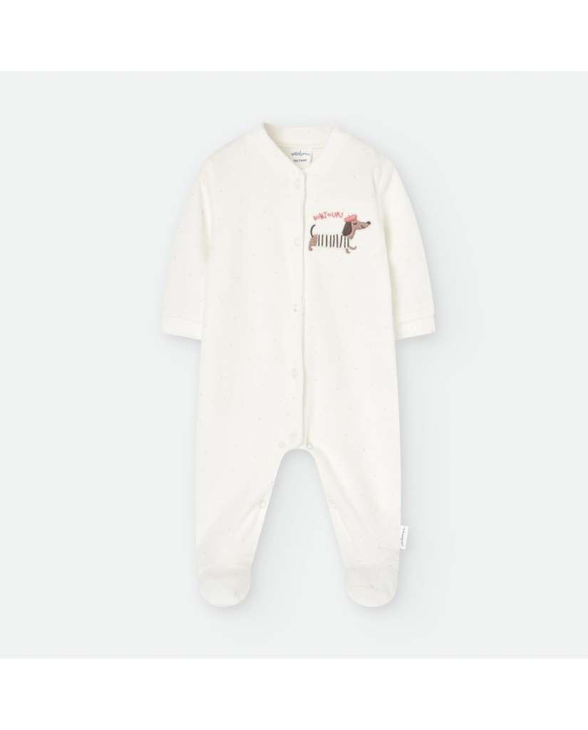6113 PELELE BEBE BLANCO PERRITO Bonjour