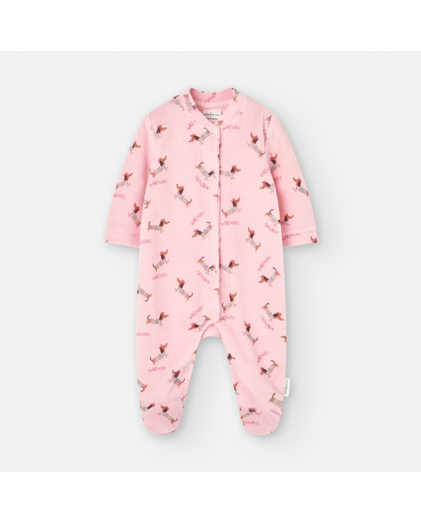 6114 PELELE BEBE ROSA PERRITOS BONJOUR