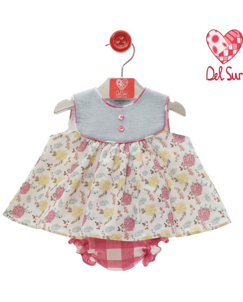 0071VER-24 Vestido y braguita bebé flores "Familia BOLONIA"